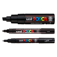 Tre olika pennor från Posca